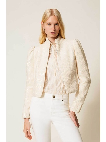 twinset γυναικείο jacket με παγιέτα - 261tp2621 εκρού
