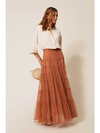 twinset γυναικεία maxi φούστα τούλινη - 261tp2773 κεραμιδί