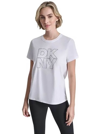 dkny γυναικείο t-shirt με logo print απο στρας - dp6t1533
