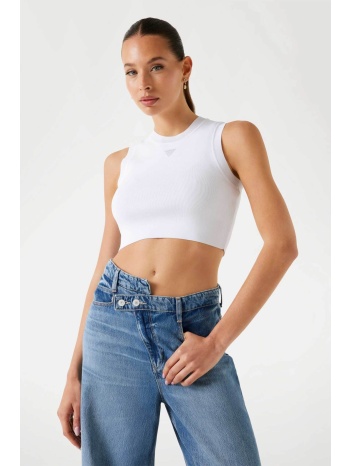 guess γυναικείο αμάνικο τοπ cropped slim fit - w4gz34z3f40