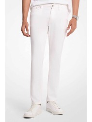michael kors ανδρικό τζιν παντελόνι πεντάτσεπο straight fit `parker` - cb99a5ghpn λευκό