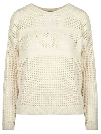 dkny γυναικείο πουλόβερ με διάτρητο σχέδιο και λογότυπο 