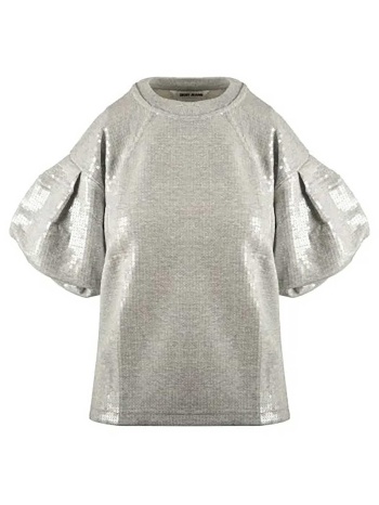 dkny γυναικεία μπλούζα με παγιέτες - dj6t1670 γκρι