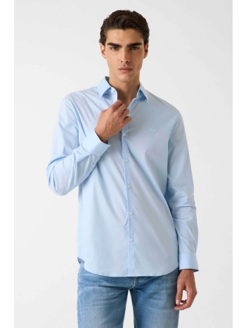 guess ανδρικό πουκάμισο μονόχρωμο slim fit - m1yh20w7zk1
