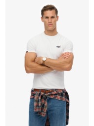 superdry ανδρικό t-shirt με κεντημένο λογότυπο regular fit `essential` - m1012078b λευκό
