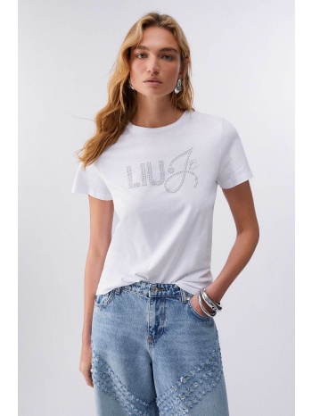 liu jo γυναικείο t-shirt με απλικέ στρας - wa6491js923 λευκό