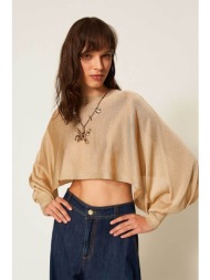 twinset γυναικεία cropped μπλούζα πλεκτή lurex - 261tp3124 χρυσό
