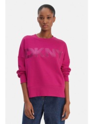 dkny γυναικεία μπλούζα φούτερ με ανάγλυφο λογότυπο - dp6t1561 φούξια