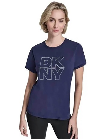 dkny γυναικείο t-shirt με logo print απο στρας - dp6t1533
