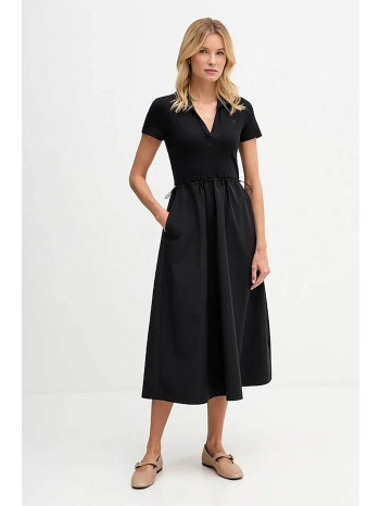 dkny γυναικείο midi φόρεμα με κεντημένο λογότυπο μονόχρωμο