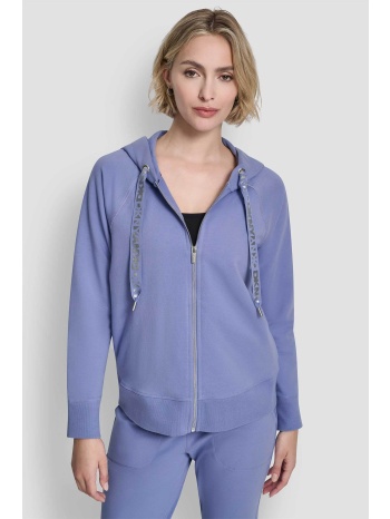 dkny γυναικεία ζακέτα φούτερ με κουκούλα και ρυθμιζόμενο