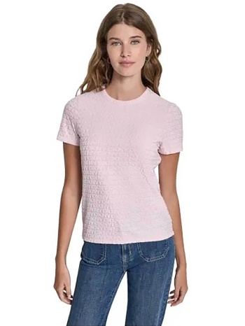 dkny γυναικεία μπλούζα με all-over logo print μονόχρωμη 