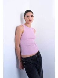 topshop γυναικείο τοπ μονόχρωμο αμάνικο `μary` - 31000872 ροζ pastel