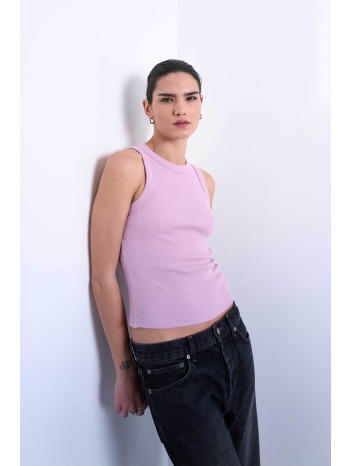 topshop γυναικείο τοπ μονόχρωμο αμάνικο `μary` - 31000872