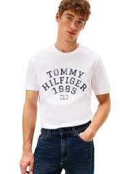 tommy hilfiger ανδρικό t-shirt με logo print regular fit - mw0mw41470 λευκό