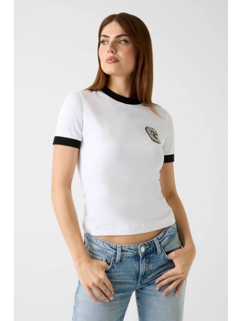 guess γυναικείο t-shirt με logo patch - w6ri31j1314 λευκό