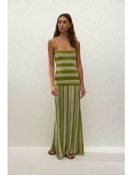 faithful the brand γυναικείο maxi αμάνικο φόρεμα με ριγέ σχέδιο - ffk364-omj πράσινο