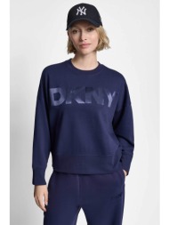 dkny γυναικεία μπλούζα φούτερ με ανάγλυφο λογότυπο - dp6t1561 σκούρο μπλε