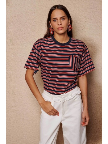 sister jane γυναικείο ριγέ t-shirt με τσέπη `soleil` 