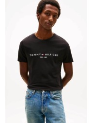 tommy hilfiger ανδρικό t-shirt με λογότυπο regular fit - mw0mw11465 μαύρο