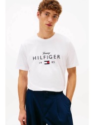 tommy hilfiger ανδρικό t-shirt με logo print regular fit - mw0mw41455 λευκό