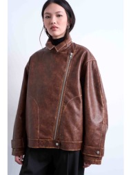 topshop γυναικείο biker jacket `elizabeth` - 31000937 καφέ