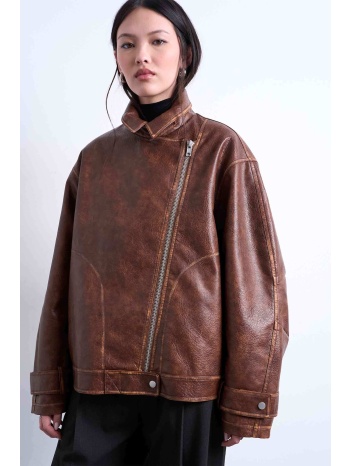 topshop γυναικείο biker jacket `elizabeth` - 31000937 καφέ