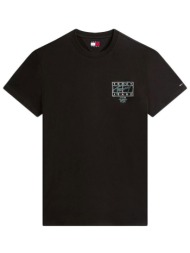 tommy jeans ανδρικό t-shirt με graphic logo print regular fit - dm0dm22319 μαύρο