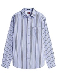 tommy jeans ανδρικό πουκάμισο με ριγέ σχέδιο και λογότυπο relaxed fit - dm0dm22406 μπλε
