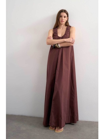topshop γυναικείο maxi φόρεμα `runi` - 31000907 καφέ