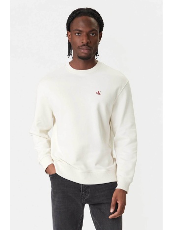 calvin klein jeans ανδρική μπλούζα φούτερ μονόχρωμη με
