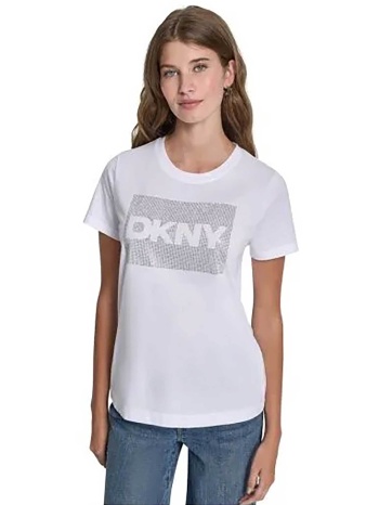 dkny γυναικείο t-shirt με logo print απο στρας - dj6t1701