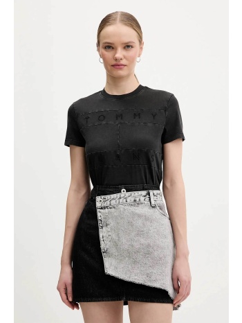 tommy jeans γυναικείο t-shirt με ανάγλυφο logo print slim