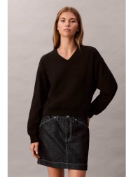 calvin klein jeans γυναικεία μπλούζα φούτερ μονόχρωμη relaxed fit - lv047e237g μαύρο