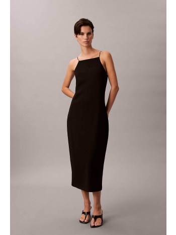calvin klein jeans γυναικείο midi φόρεμα με λεπτές τιράντες