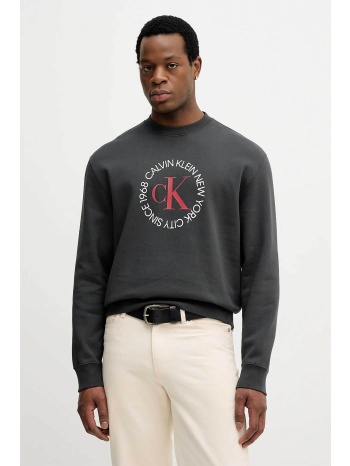 calvin klein jeans ανδρική μπλούζα φούτερ μονόχρωμη με