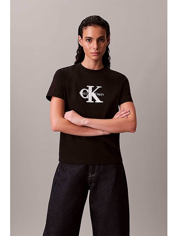 calvin klein jeans γυναικείο t-shirt μονόχρωμο με λογότυπο
