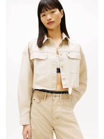 tommy jeans γυναικείο cropped overshirt με λογότυπο