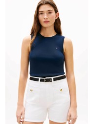tommy hilfiger γυναικείο αμάνικο τοπ με κεντημένο λογότυπο slim fit - ww0ww47806 μπλε σκούρο