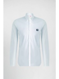 hugo boss ανδρικό πουκάμισο μονόχρωμο με logo patch - 50505315 λευκό