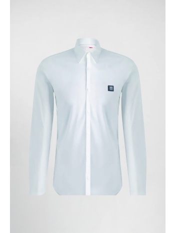 hugo boss ανδρικό πουκάμισο μονόχρωμο με logo patch 