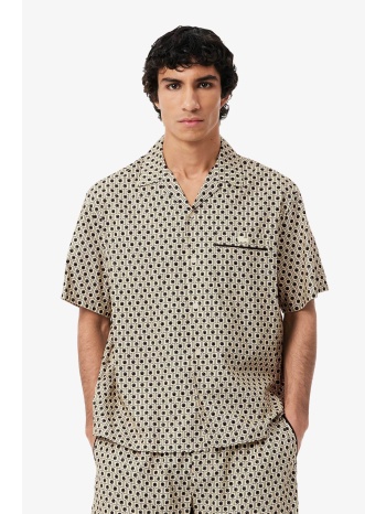 lacoste ανδρικό κοντομάνικο πουκάμισο με all-over print και