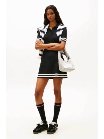 tommy jeans γυναικείο mini φόρεμα πόλο ribbed με λογότυπο