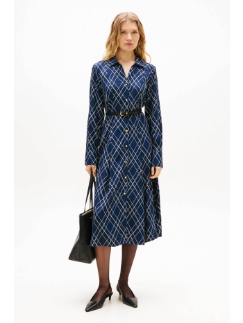 tommy hilfiger γυναικείο midi φόρεμα σεμιζιέ με geometrical