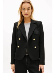 tommy hilfiger γυναικείο σακάκι με σταυρωτό κλείσιμο και τσέπη με κεντημένο logo crest slim fit - ww