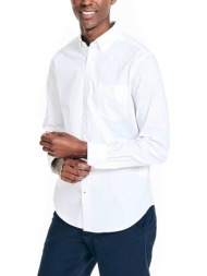 nautica ανδρικό πουκάμισο button down με τσέπη και κεντημένο λογότυπο classic fit - w45126 λευκό
