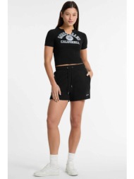 guess γυναικείο σορτς με ελαστική μέση και κεντημένο λογότυπο regular fit - w5gd0ok68i4 μαύρο