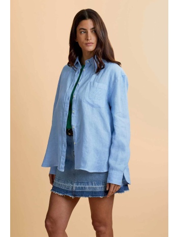 la martina γυναικείο λινό πουκάμισο με τσέπη regular fit