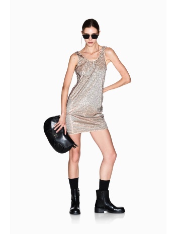 armani exchange γυναικείο mini φόρεμα αμάνικο με μεταλλικό