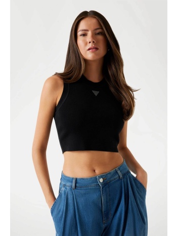 guess γυναικείο αμάνικο τοπ cropped slim fit - w4gz34z3f40